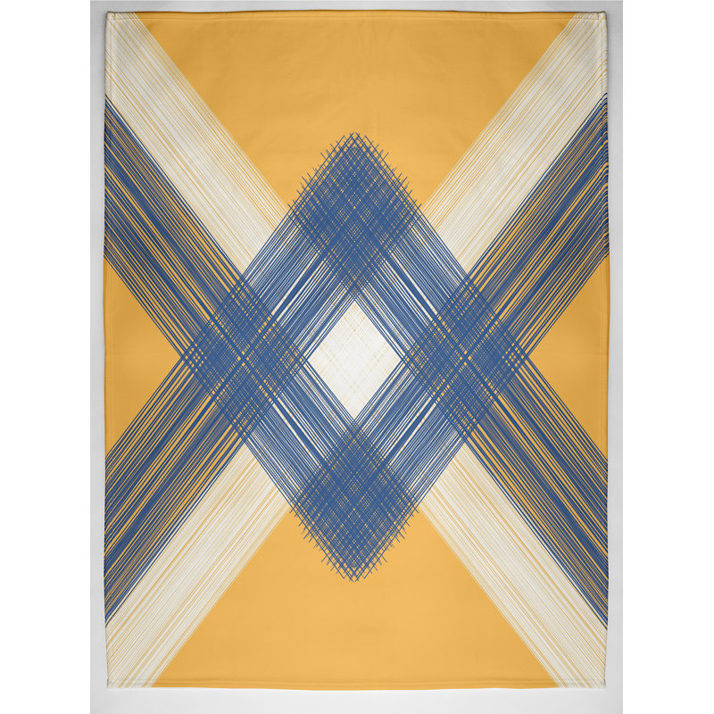 Braud Plain Weave / Muslin Throw Blanket, Yellow/Blue