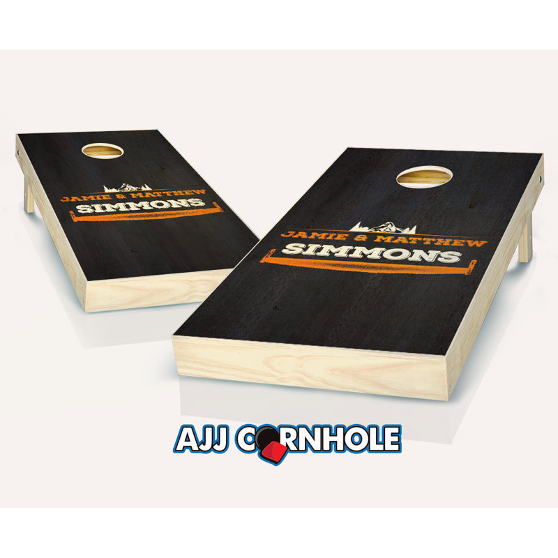 Ensemble de cornhole personnalisé en bois massif teinté 2 'x 1' avec sacs, Noir / vert Kelly, Noir / vert Kelly