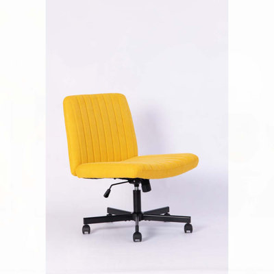 Orange Velvet Criss Cross Armless Office Chair with Wheels - Versatile for Home Office,Meditation & Makeup
