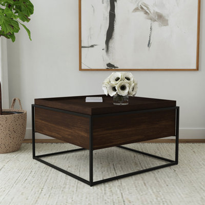 Table basse l 30,4 po rustique brun foncé