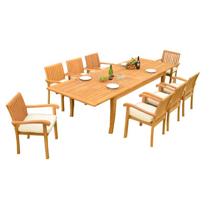 Ensemble repas 11 pièces teck luxueux Dicha