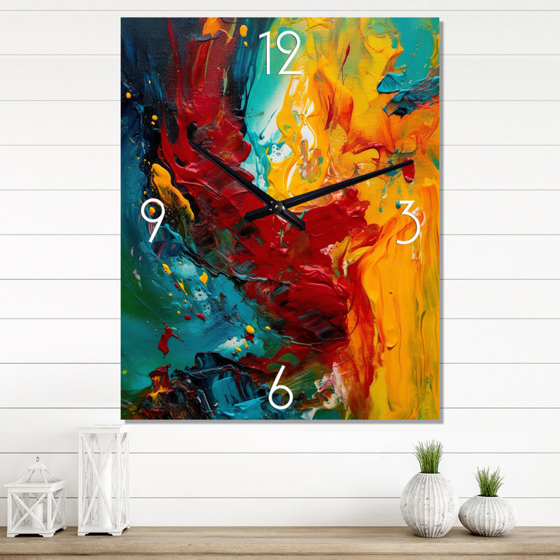 Horloge murale moderne jaune «Abstraction IV» - jaune, Petit