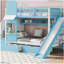 Lit double double avec 2 tiroirs, 3 tablettes de rangement et glissière - bleu-121069988-121069983