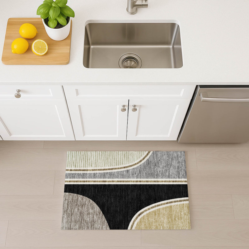 Machine Washable Indoor/Outdoor Chantille ACN2505 Modern Rug, Rectangle 1'8" x 2'6", Black