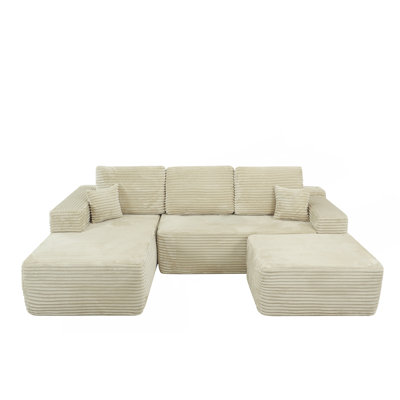 105.7"Cloud Sectional Couch With U-Shaped Chaise,Modern Modular Sofa With Deep Seat, Upholstered Couches For Living Room Bedroom,No Assembly Required,Plush Fabric