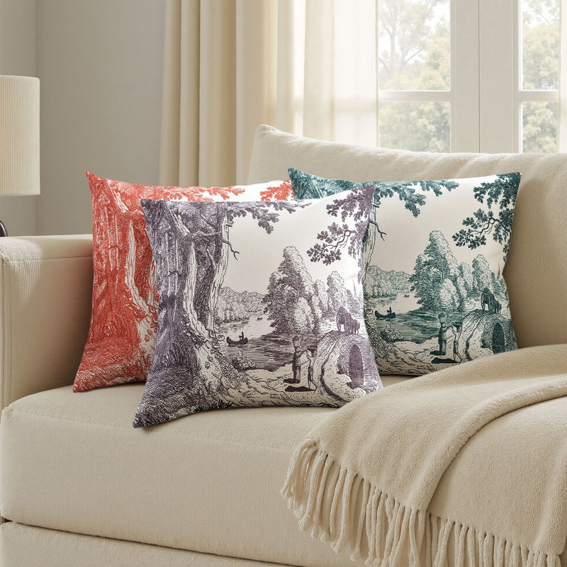 Coussin en toile Reverie - Amaranthe et ivoire - 24 po x 24 po, 24 po x 24 po, Amaranthe, ivoire