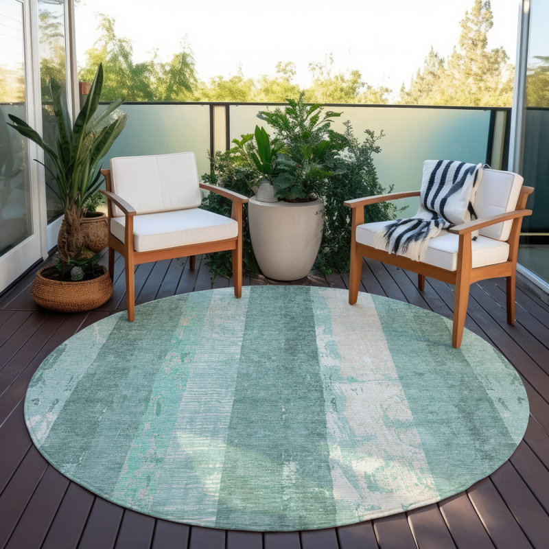 Tapis intérieur / extérieur Caelyn Seafoam, 2'3" x 7'6"