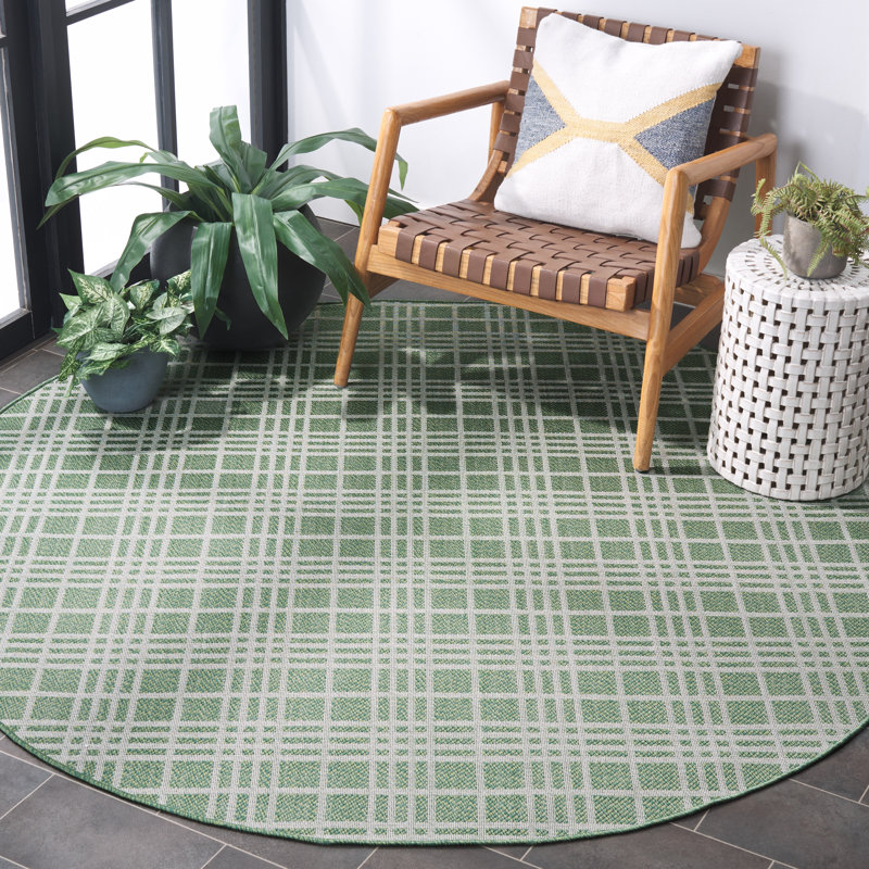 Tapis d'intérieur / extérieur géométrique lavable à la machine Jaymis, Rond 6 pi 7 po