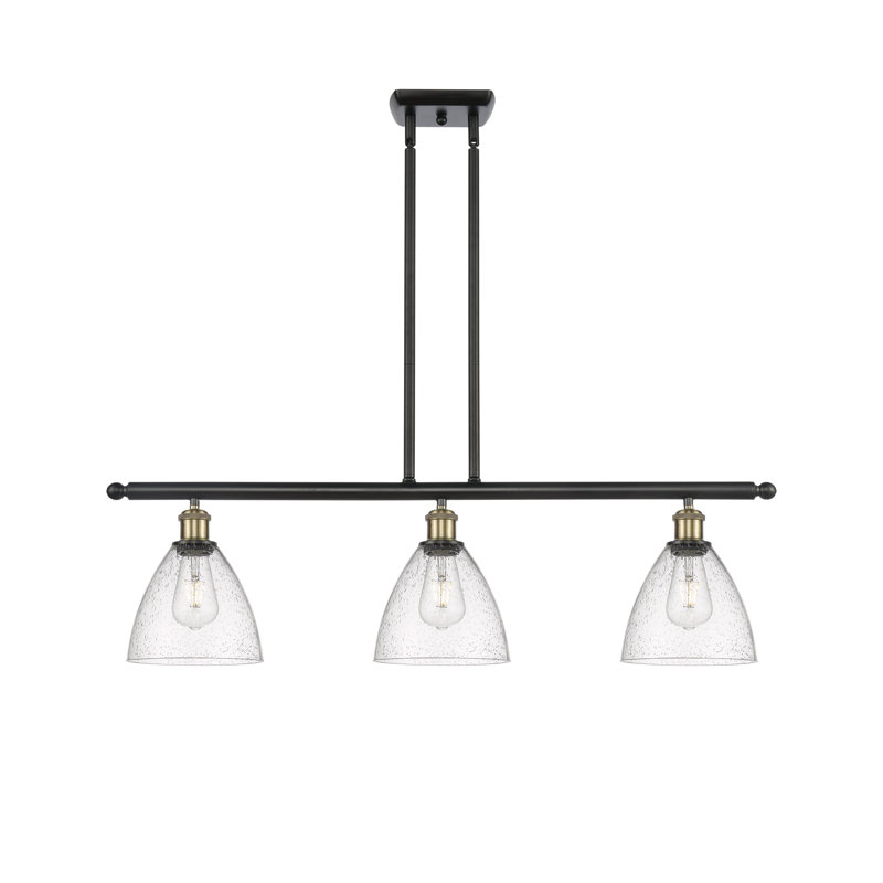 Luminaire suspendu linéaire à 3 lumières pour îlot de cuisine Amren, H 43,75 po x l 36 po x P 7,5 po, DEL, Chrome poli