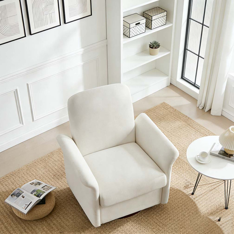 Fauteuil d'appoint pivotant avec base en bois