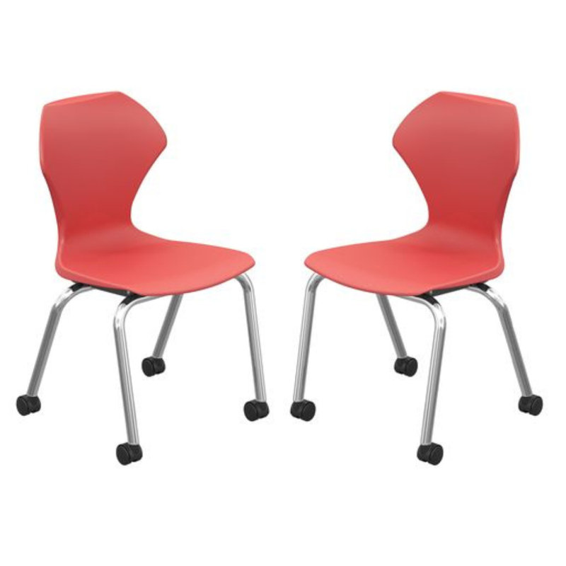 Chaise de classe avec roulettes Apex Series, Chrome, Rouge, 16"