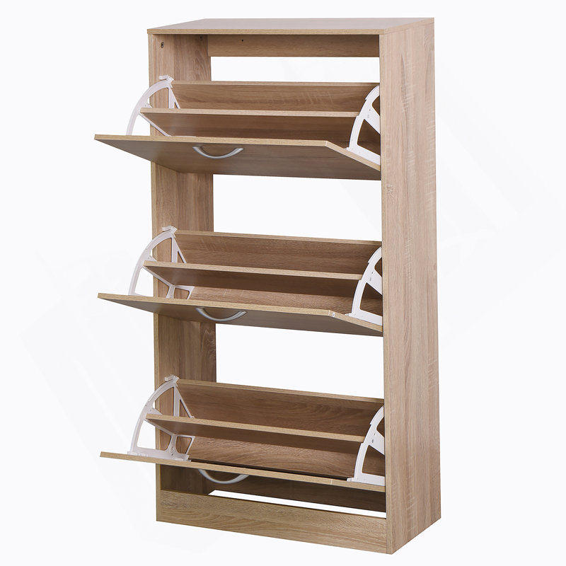 Armoire de rangement pour chaussures à 3 tiroirs, range-chaussures en bois à 3 niveaux
