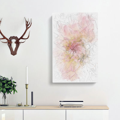 Pink Dahlia Flower Abstract - Wrapped Canvas Drawing - Wrapped Canvas