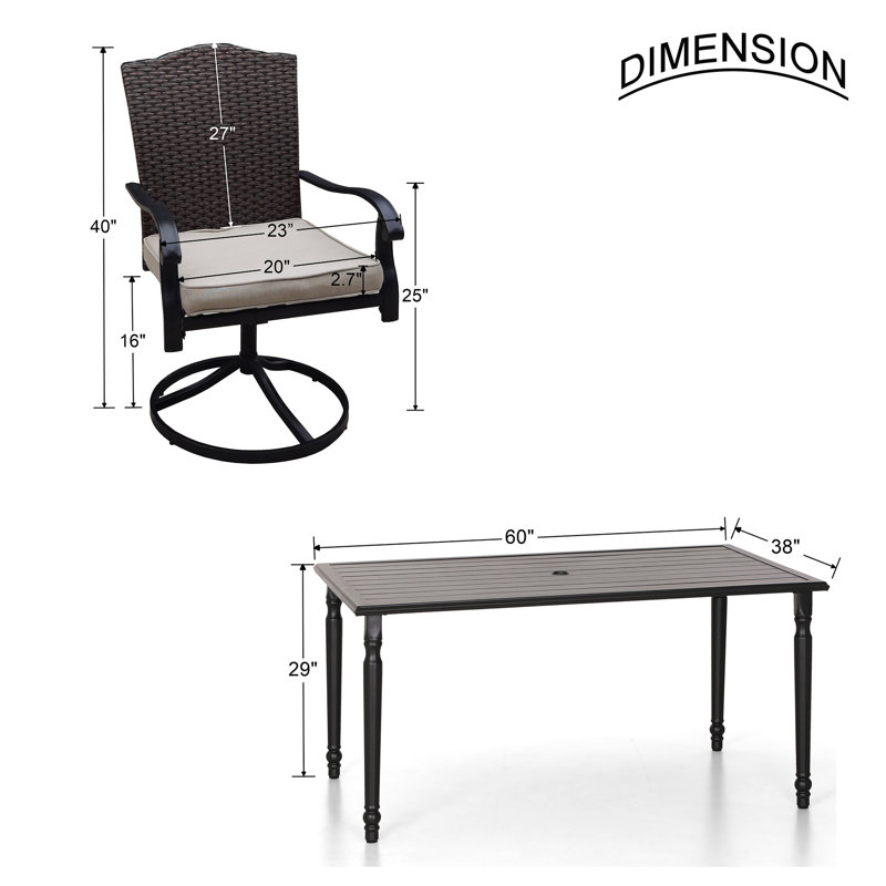 Ensemble de salle à manger rectangulaire pour 6 personnes 60 po Anginette