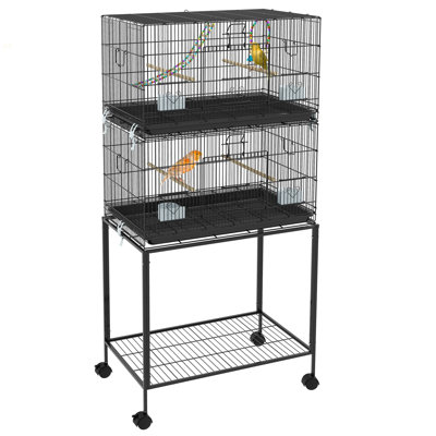 Cage à oiseaux double empilable avec support Pawhut