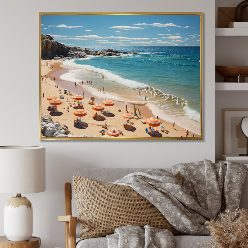 Beach Surfers Paradise I, reproduction d'art sur toile, H 24 po x l 32 po x P 1 po, Cadre flottant doré