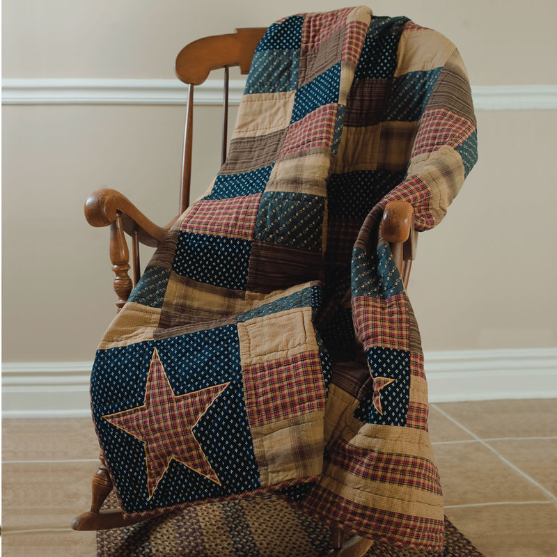 Patriotic Patchwork Cotton Reversible Throw Blanket