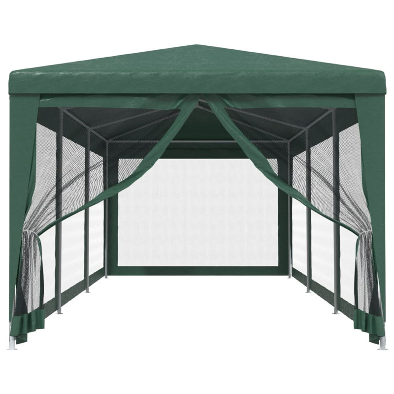 Andry Party Tent with 8 Mesh Sidewalls 3x9 m HDPE, Green, Green