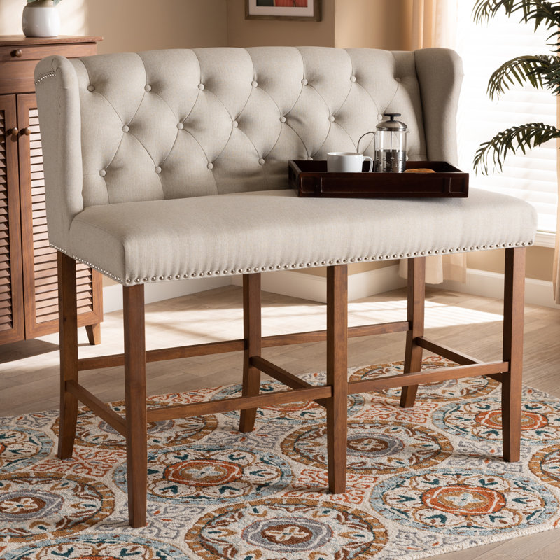 Angelynne Polyester Upholstered Bench, Beige
