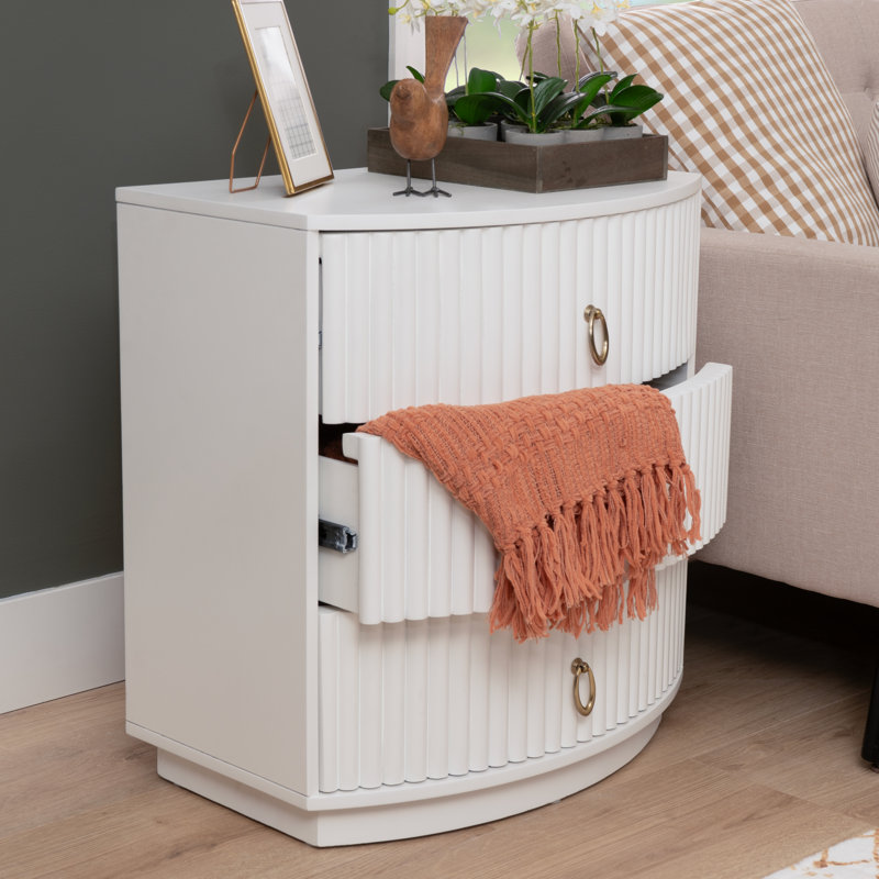 Chantel 3 Drawer Nightstand White, White