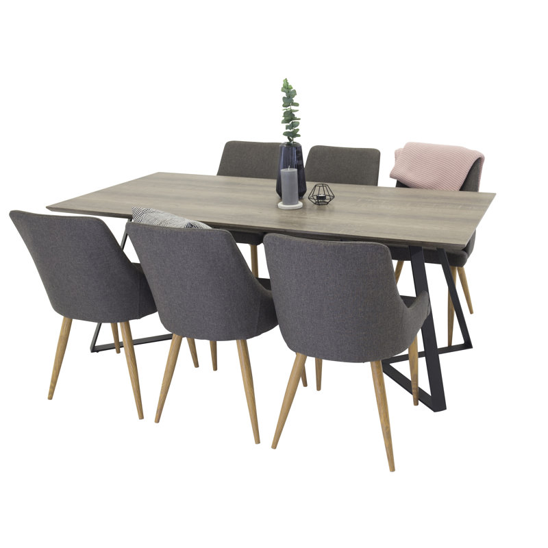 Dallas 6 - Person Dining Set, Black/Oak