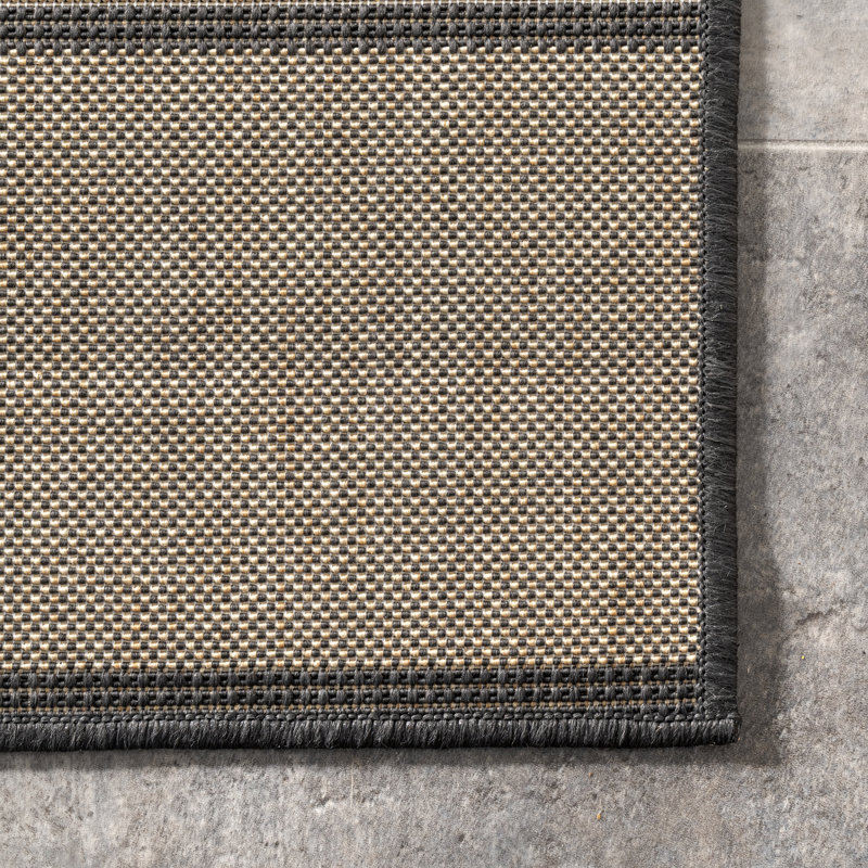 Tapis intérieur / extérieur gris anthracite / beige / gris Sanjuana, Rectangle 6 pi 7 po x 9 pi