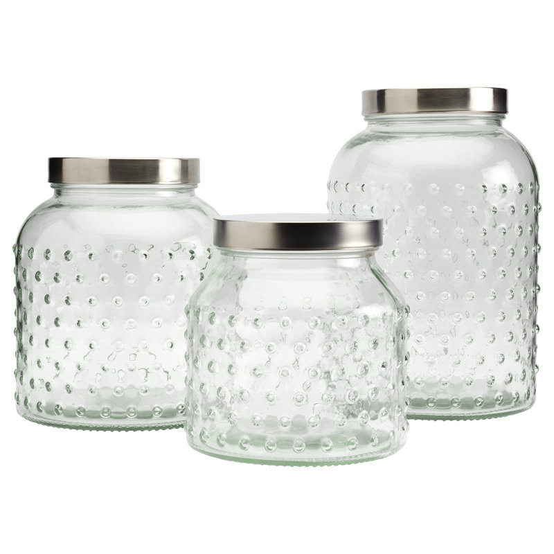 Ensemble de pots en verre 3 pièces Mason Craft & More avec couvercle hermétique en acier inoxydable