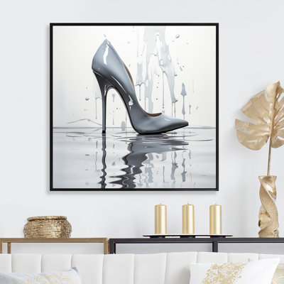 Blanc et gris talons hauts de la marque de mode Elegance II - Fashion High Heels, art mural encadré