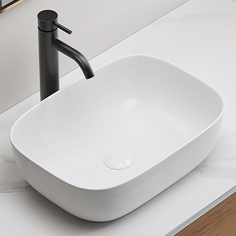 Bathroom Small Vessel Sink Above Counter White Porcelain Ceramic Oval Rectangle Bathroom Vanity Sink Bowl Lavatory Wash Basin