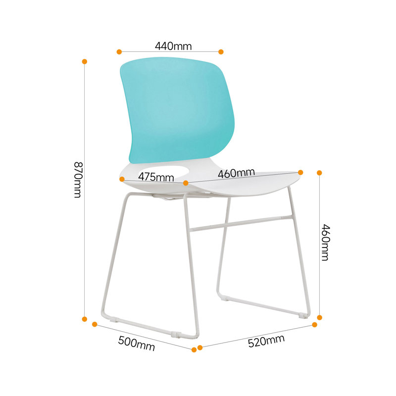 Un ensemble de 4 chaises empilables, Blanc / Bleu