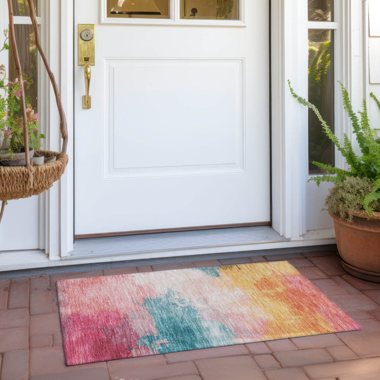 Machine Washable Indoor/Outdoor Claudian ACN1520 Pink Rug