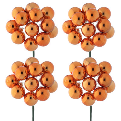 30mm Shatterproof Plastic 12 Bunch Shiney Stem Ball 