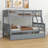 Twin Over Full Rubber Wood Bunk Bed – Twin-Size Trundle, Convertible Ladder, Guardrail & Detachable/Convertible Design-624177149