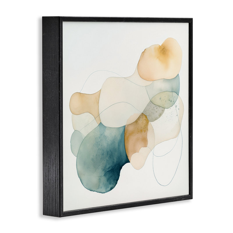 «Soft Soft Oblique Abstract Shapes», art par estampe numérique, design par Irena Orlov, Giclée encadrée noir minuit