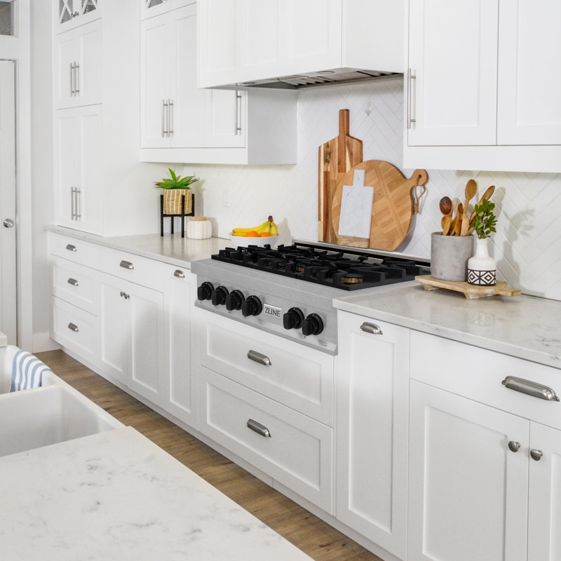 ZLINE Autograph Edition 36" Porcelain Rangetop with 6 Gas Burners in Fingerprint Resistant Stainless Steel and Accents