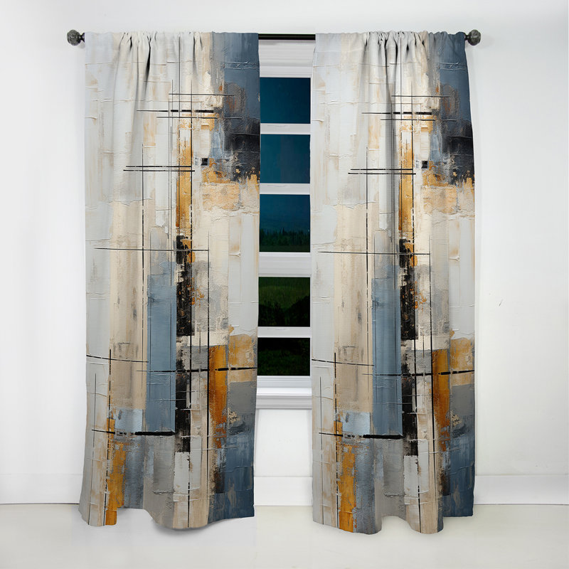 Chazen - Collages Curtain - Blackout Abstract Curtain - 1 Panels, 52" W x 84" L