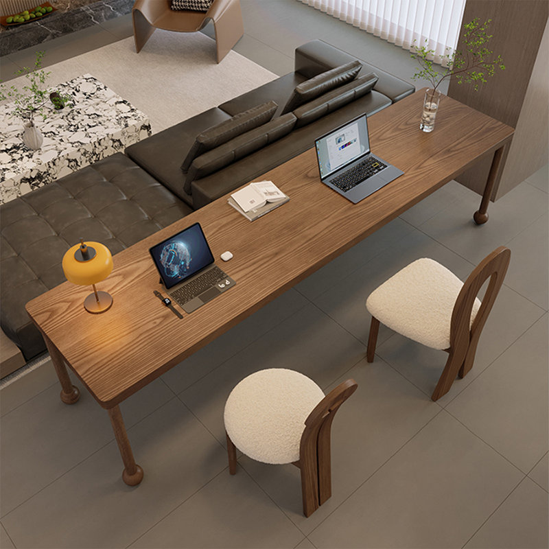 Bureau d'écriture rectangulaire en bois massif noyer, 29,53 po H x 70,87 po L x 23,62 po P