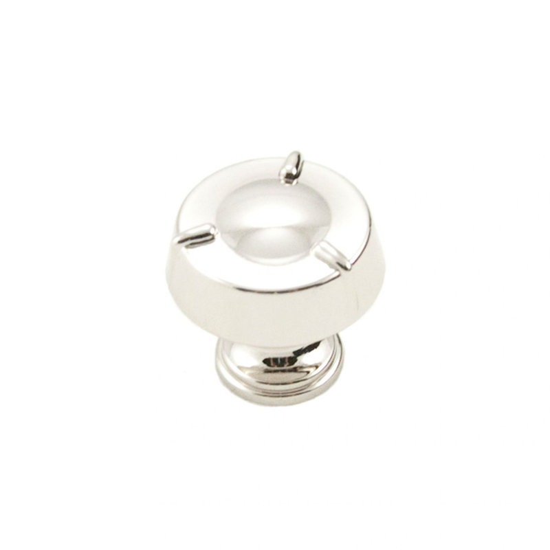 Bouton Fullerton avec lignes sur le bord, Nickel poli, H 1,25 po x l 1,25 po x P 1,125 po