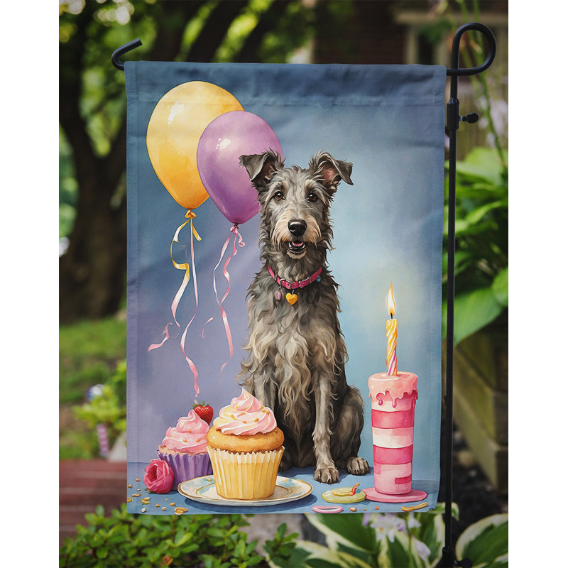 Drapeau de jardin «Happy Birthday», Lévrier écossais