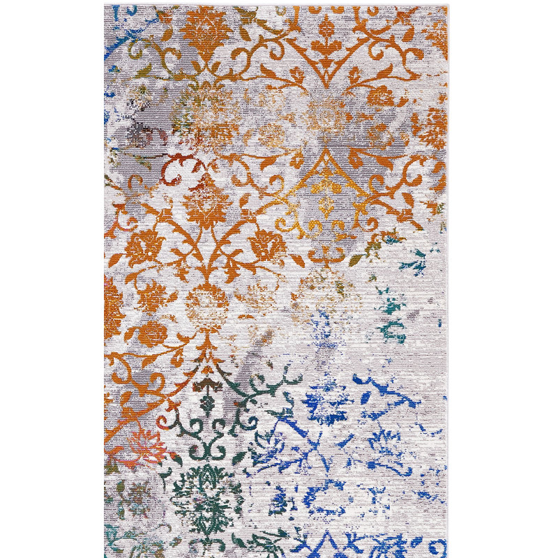 Aria Performance Damask Rug, Square 6'5"