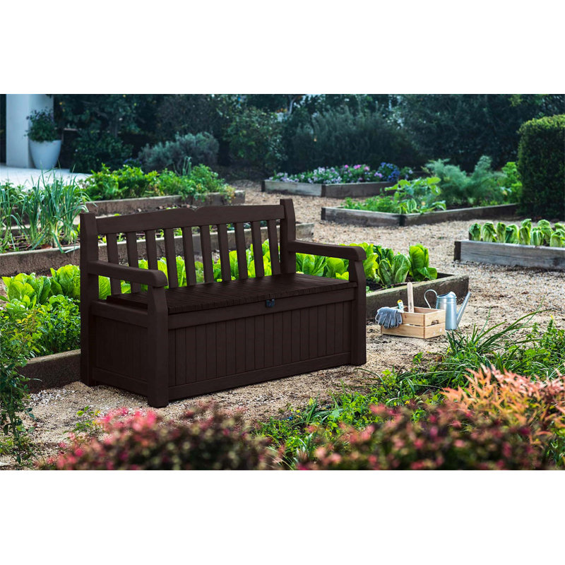 Noir Resin Outdoor Double Seating Storage Bench