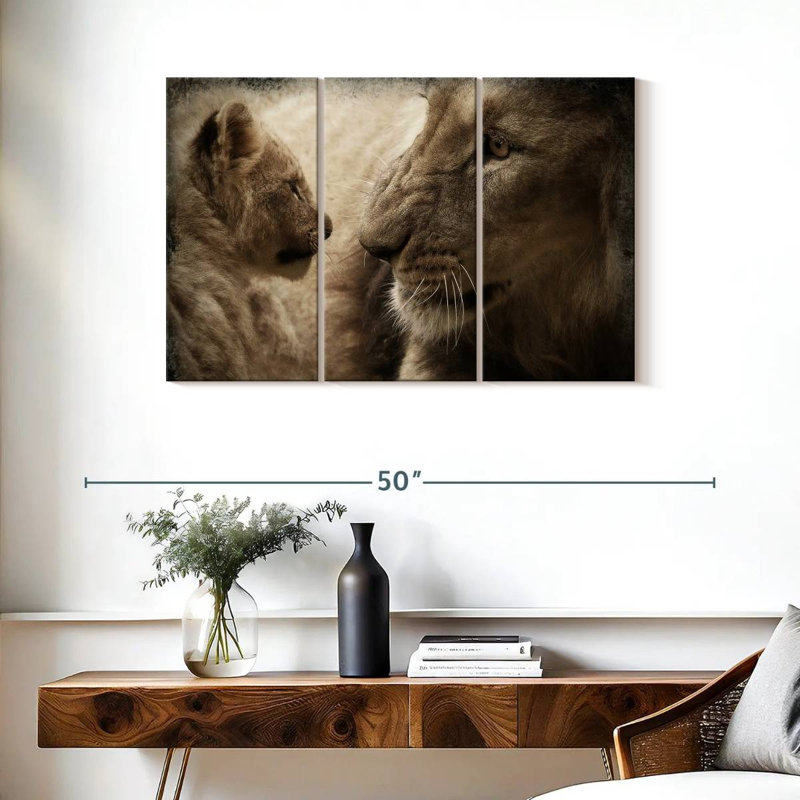Brampt Lion And His Cub, 24'' H X 38'' W