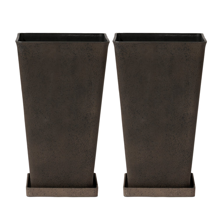 Amimma Tall Planters, 2 Set Large Rectangular Tall Planters for Outdoor Plants