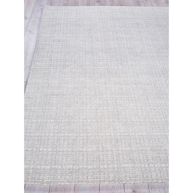 Alpine Hand Loomed Plaid Area Rug in Silver/Ivory, Rectangle 8' x 10'
