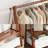 Finzel 46" W Clothing Garment Rack Clothes Rack Wooden with 2 Tier Shelves and Bag-1922565253
