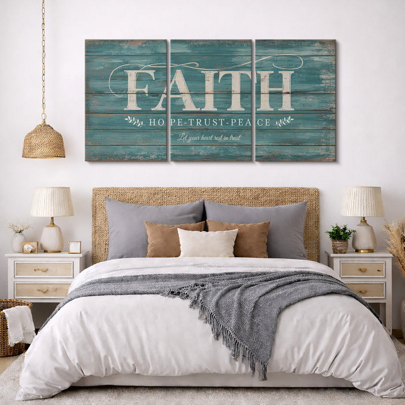 Rustic Faith Hope Trust Peace, H 36 po x l 72 po, Toile tendue