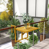 Space-saving Adjustable Wood Balcony Folding Table - Perfect For Outdoor Dining And Study
