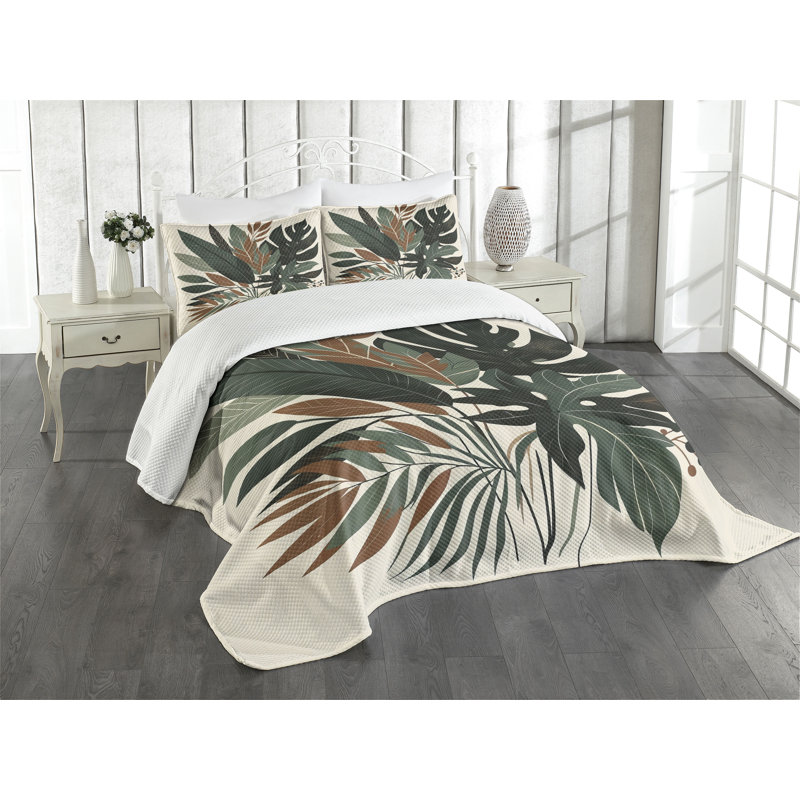 Tropical Abstract Boho Art Queen Microfiber Bedspread Set
