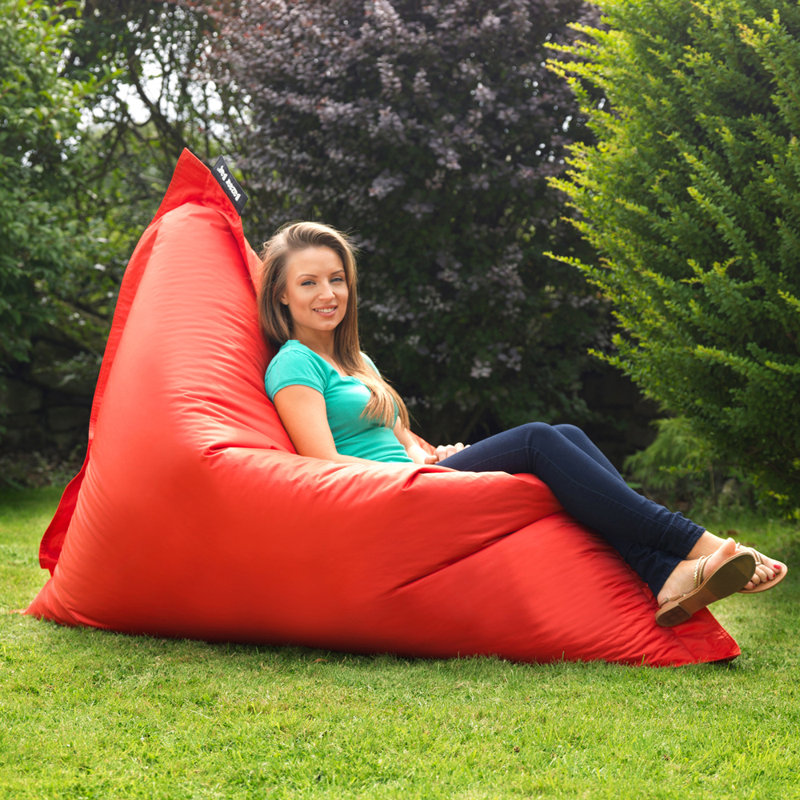 Polyester Outdoor Friendly Refillable Bean Bag Chair, Red