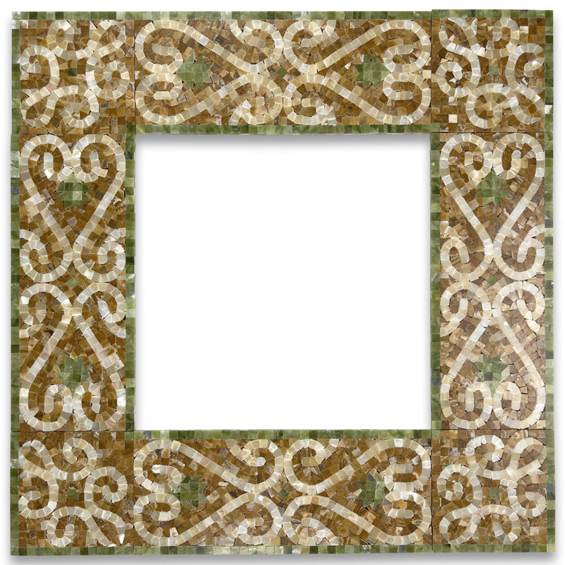 6" x 13" Marble Mosaic Sheet Wall Floor Use Tile, Brown/Yellow/Green